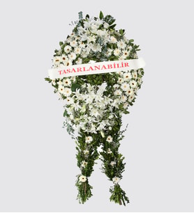 Gerbera-Lilyum Beyaz Tek Katlı Çelenk