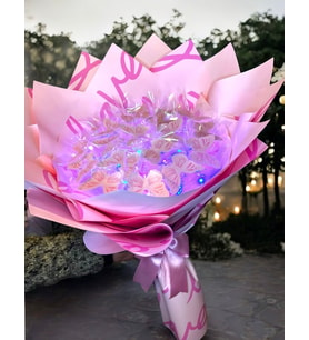 Led Işıklı Pembe Kelebek Buketi Love Ambalajlı, Dekoratif Konsept Hediye Anneye, Sevgiliye,arkadaşa