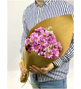Natural Pembe Papatya Buketi